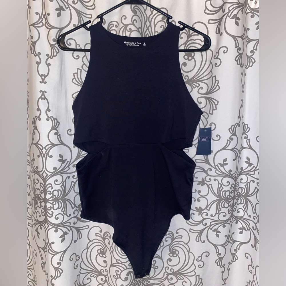 Abercrombie & Fitch black side cutout thong bodysuit